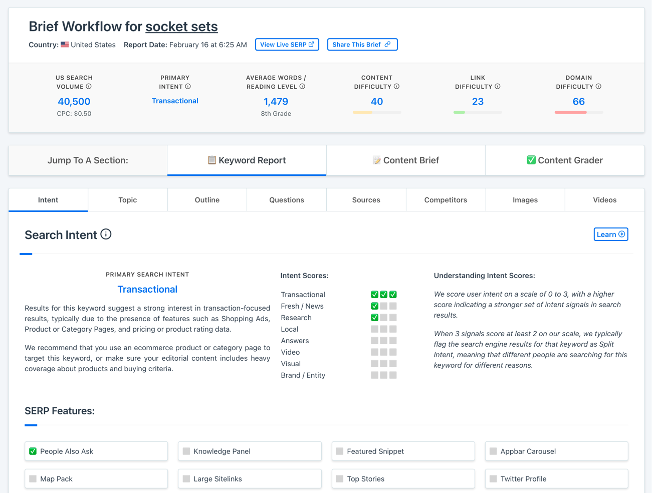 content harmony report example