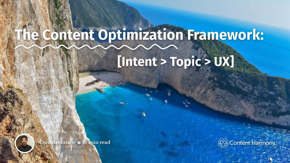 The Content Optimization Framework: [Intent > Topic > UX]